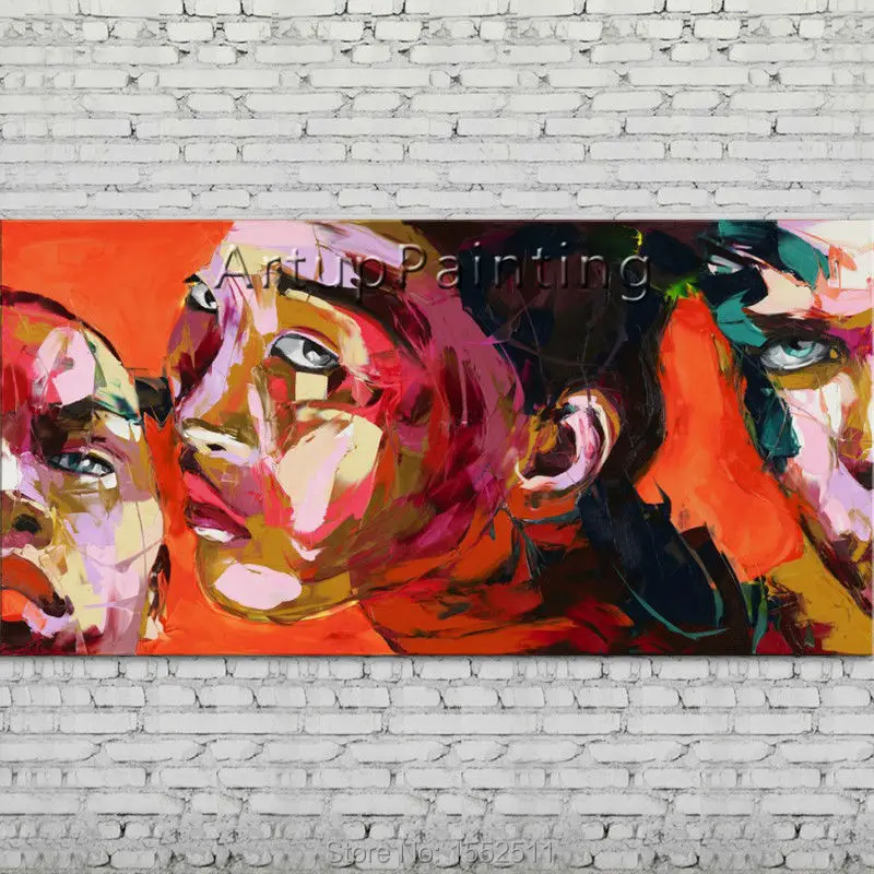 

Palette knife portrait Face Oil painting Character figure canva Hand painted Francoise Nielly wall Art picture 06-10-5f