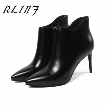 

RLINF Simple and Versatile New Leather Pointed Stiletto High Heel 33-43 Size Code Female Short Boots