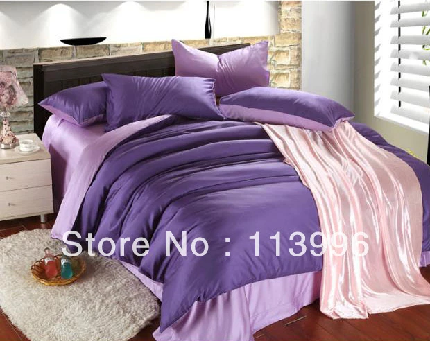 Yang Sangat Baik Ungu 100 Tencel Benang Dicelup Set Tempat Tidur Queen King Set Selimut Sprei Dipasang Lembar Selimut Penutup Set Kapal Gratis Linen Cotton Linen Tapelinen Tester Aliexpress