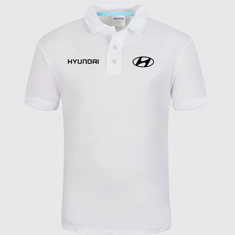 Летняя рубашка поло hyundai логотип бренда Мужская мода хлопок короткий рукав рубашки поло одноцветное Джерси футболки