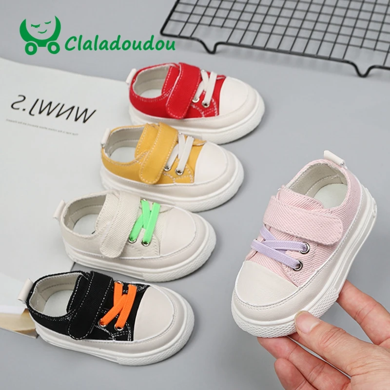 

Claladoudou 11.5-13.5cm Brand 2019 Fashion Candy Colors Girls Boys Canvas Shoes Cute Girls Walkers Soft Shoes Baby Toddler Flats