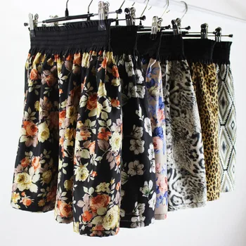 

Vintage Lining Free Mini Skirts High Waist Summer Printed Short Skirts 2019 Elastic Waist Straight Sexy Skirt