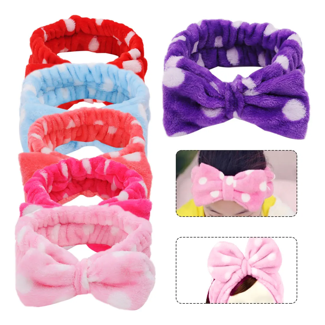 

Random Color Big Rabbit Ear Coral Fleece Soft Elastic Hair Ribbon SPA Bath Shower Make Up Wash Face Cosmetic Headband Hair Band