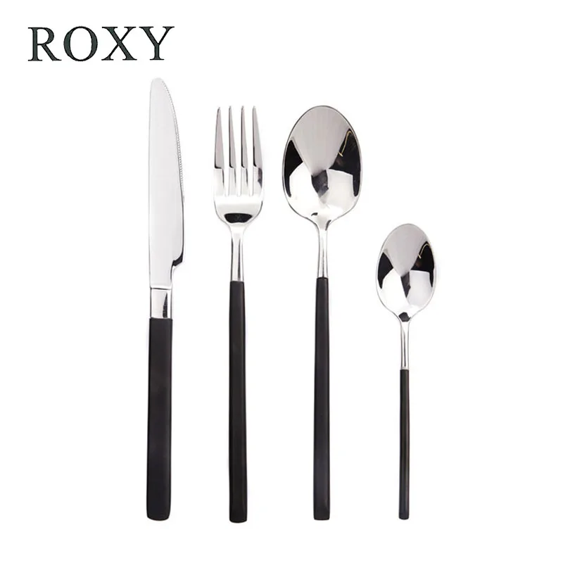 

4Pcs/set Luxury Black Cutlery Set Stainless Steel Tableware Sets Fork Knife Dinnerware Set Drop Shipping