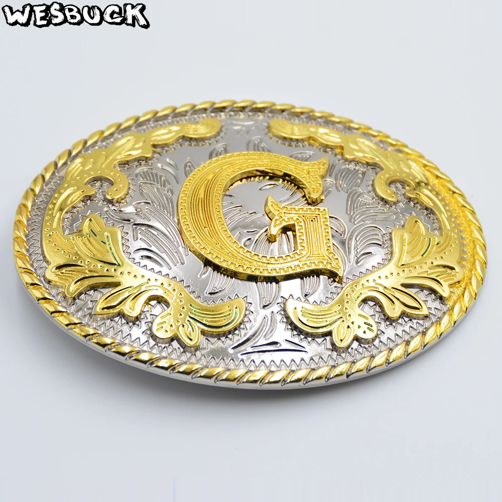 WesBuck Brand New Style Western Men Golden Initial Letter G Belt Buckle