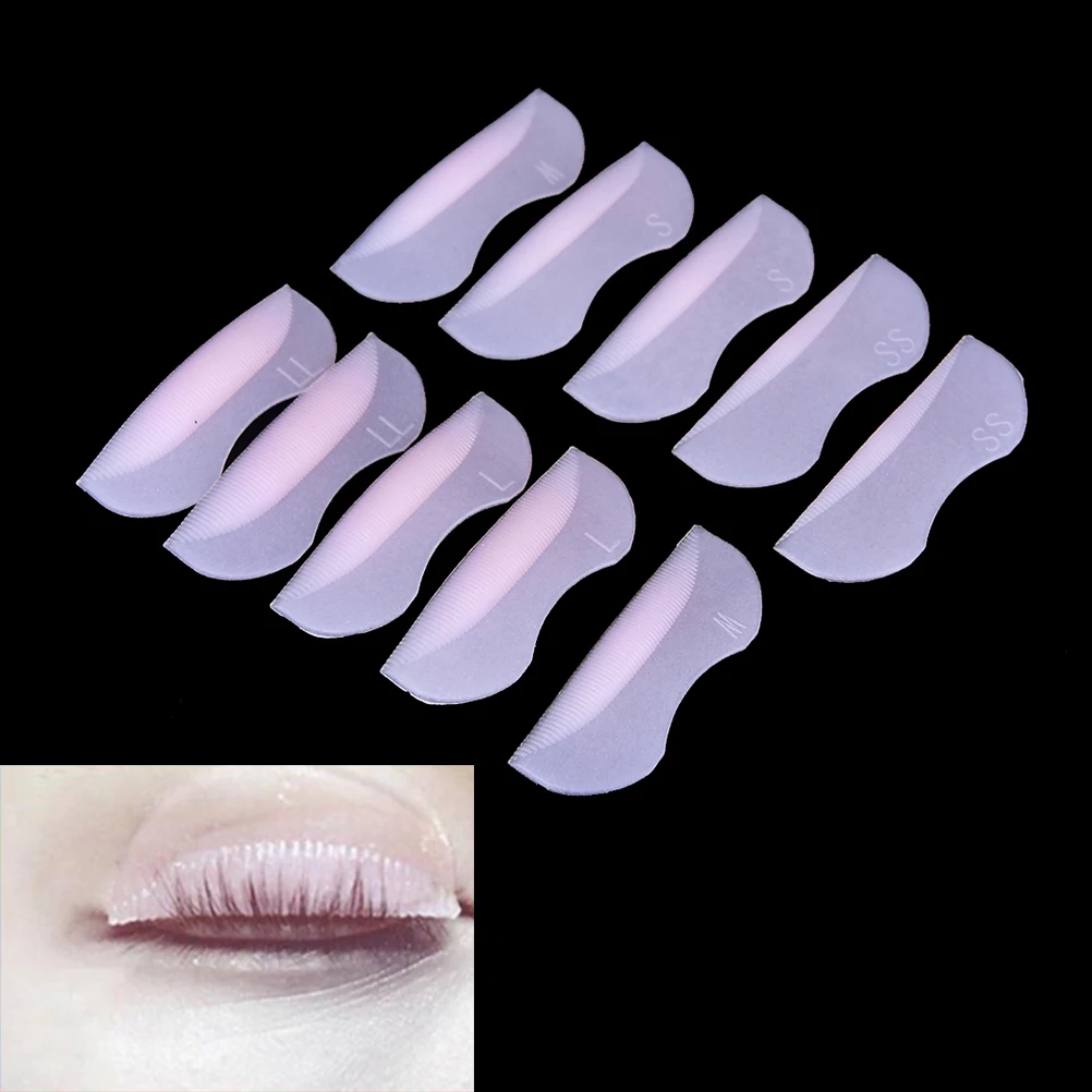 

10PCS=5pairs Pro Silicone Eyelash Perming Curler Curling False Fake Eye Lashes Extension Shield Pad