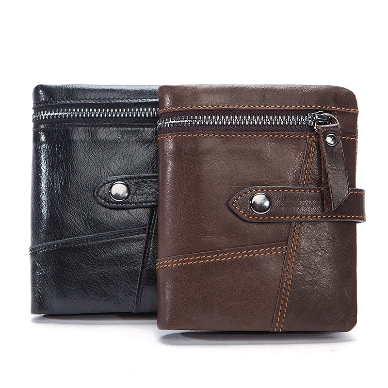 

Business Short Men Wallet Genuine Leather Small Money Bag for Men Wallets with Coin Pocket Purse Mini Men Clutch Wallets Male