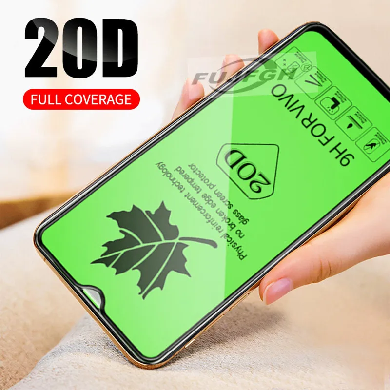 

FUJFGH 20D Full Curved Tempered Glass on For VIVO X27 V15 Pro NEX2 Screen Protecto VIVO Y93 Y97 Y91 V11 i Y91C Protective Flim
