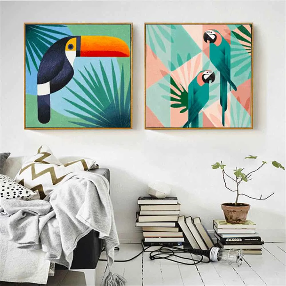 TROPICAL LANDSCAPE ILLUSTRATION ART PRINT Poster Picture Wall Artwork Neutral