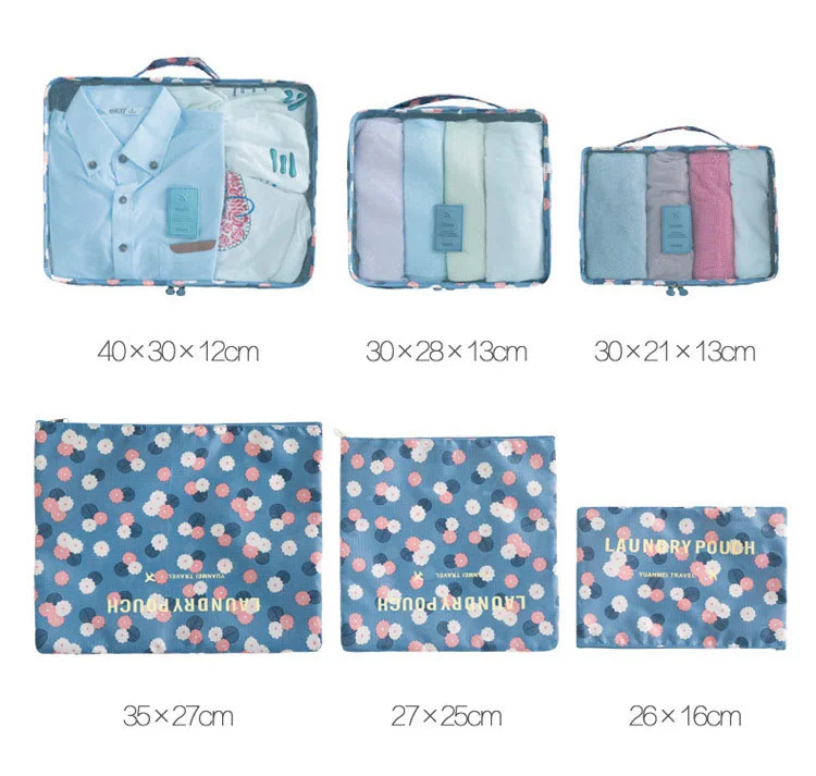 6 шт./компл. дорожная сумка для хранения модные простые женские Макияж сумка размещения одежды сумка аккуратно запакованные Чемодан Портативный для хранения