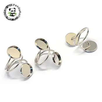 

Iron Pad Ring Settings, Flat Round, Size 7, Silver Color, Tray: 12mm; 17.5mm