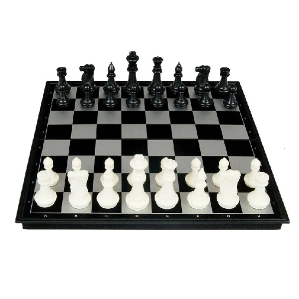 Портативный 2-в-1 шахматы и шашки набор с складной магнитные доски-Размеры для ноги средней полноты(черные и белые