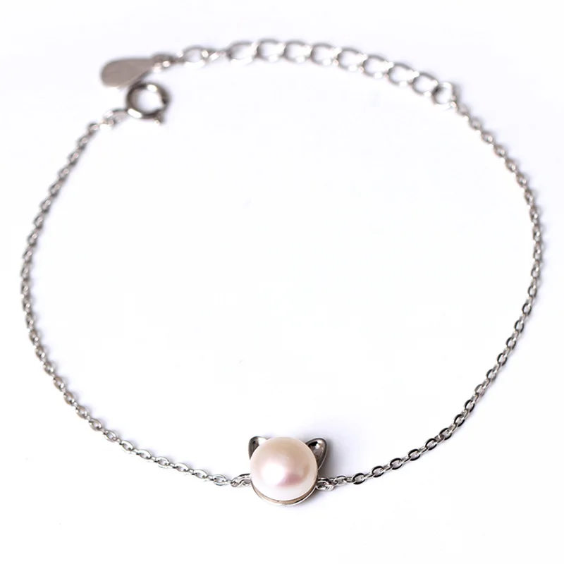 cat pearl bracelet 100% 925 Sterling Silver Jewelry fashion hypoallergenic bracelets for girl gift