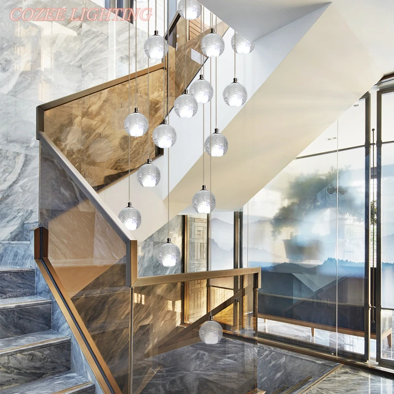 Modern Crystal Chandelier LED Hanging Lighting Black Canopy Glass Globe Glass Chandeliers Luxury