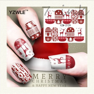 Wasser Transfer Aufkleber Fur Nagel Kunst Rot Frohe Weihnachten Hirsch Baum Design Fingernagel Decals Manikure Aufkleber Sticker Design Stickers Forstickers For Nails Aliexpress