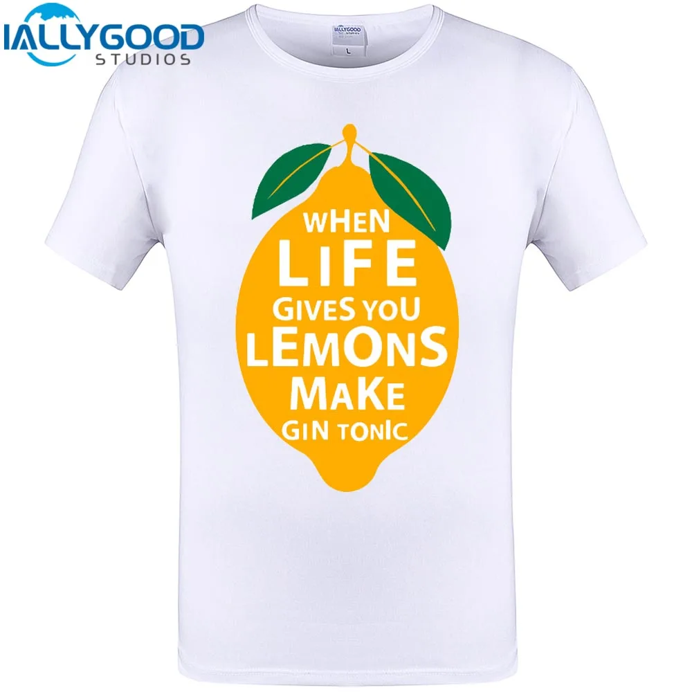 Image Hip Hop Tee Shirt Short Sleeve Men Gift When Life Gives You Lemons Make A Gin And Tonic O Neck Shirts Hipster Tops Tees