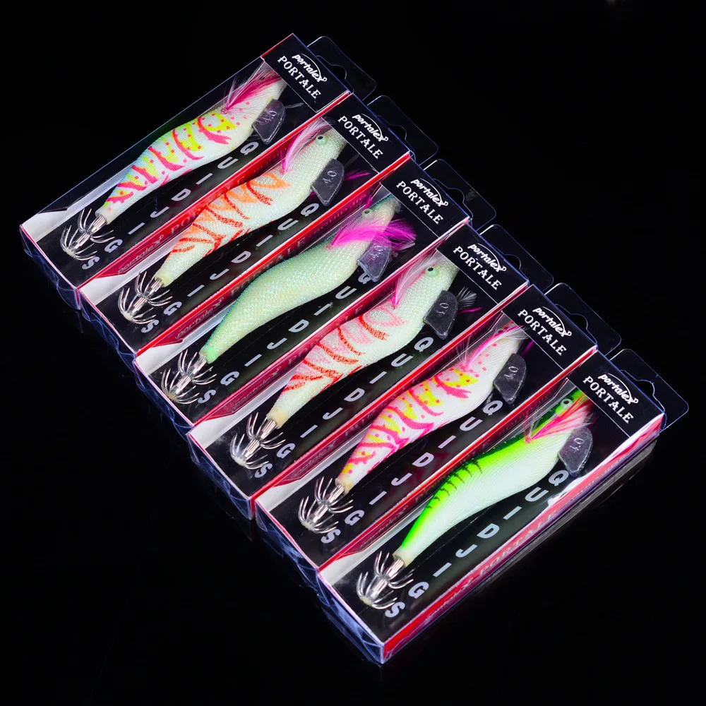 

Clear stock 15.2cm/27g --17cm/31.7g --19cm/42.6g Lead Sinker Squid Hook Jigs Octopus Cuttlefish Shrimp Baits 3D Eyes Luminous
