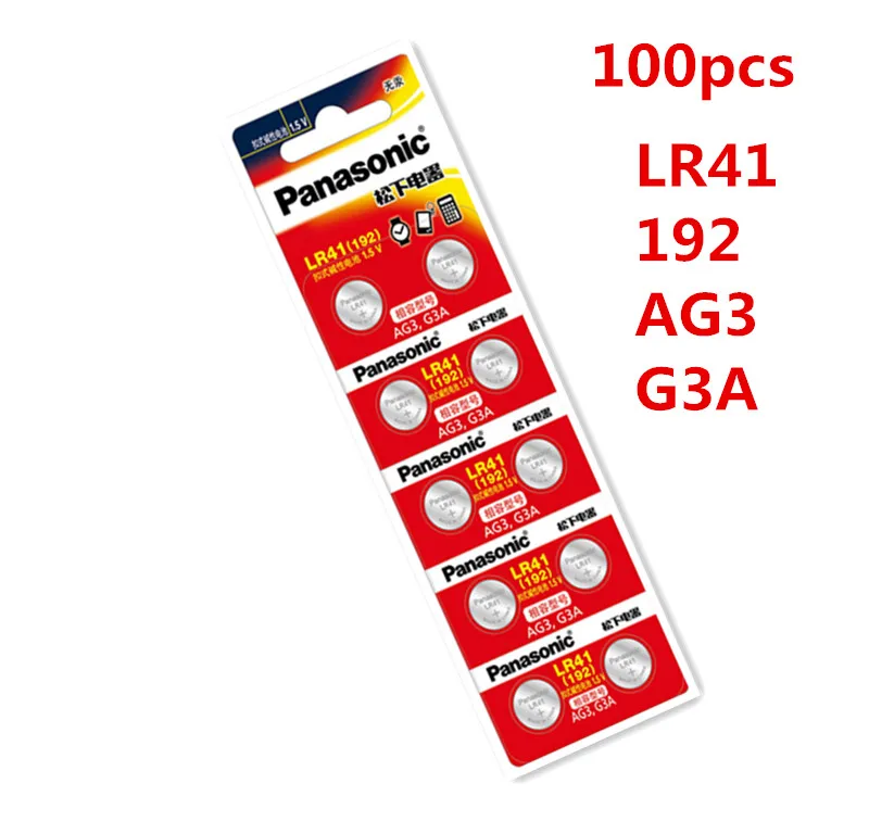 100Pcs/10Packs PANASONIC LR41 192 AG3 0%Hg 192 392A 1.5V Cell battery ...
