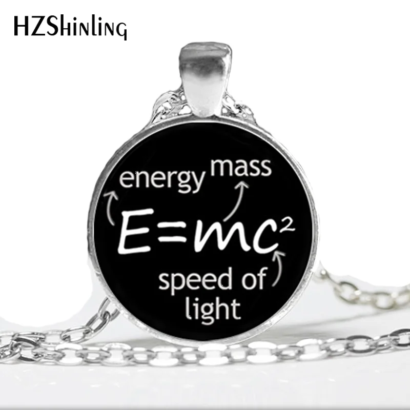 

Science Necklace Science Jewelry E mc2 Albert Einstein Math Physics Black And White Art Pendant,Glass Pendant,E mc2 Necklace HZ1