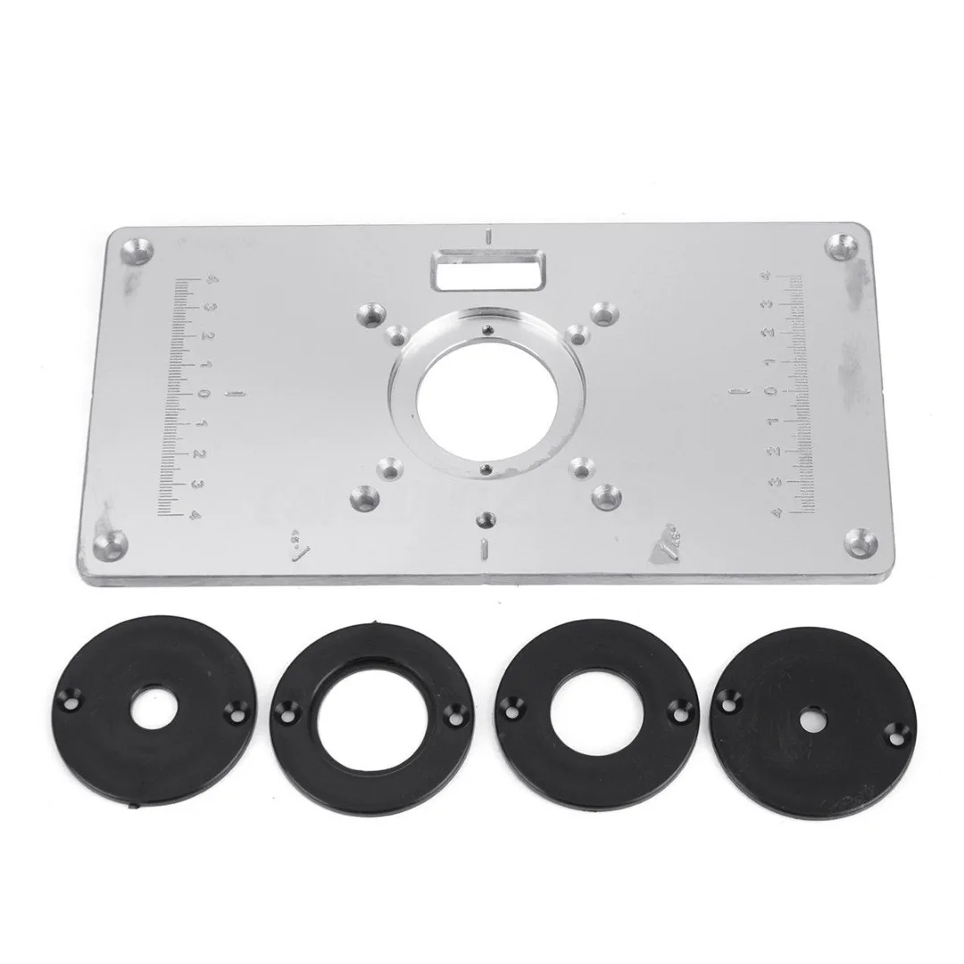 

700C Aluminum Router Table Insert Plate with 4pcs Insert Rings For Woodworking Benches Wood Router Table