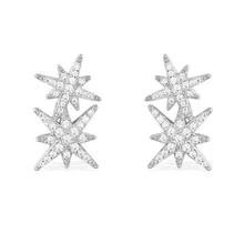 MeiBaPJ Новая мода 925 стерлингового серебра двойные звезды блестящие серьги-гвоздики для женщин Свадебные и вечерние ювелирные изделия