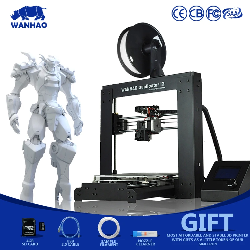 Order Price of  Wanhao factory cheap high quality Duplicator I3 V2.1 (Prusa i3) 3D Printer kit metal frame with hea