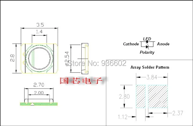 LG Innotek светодиодный Светодиодный подсветка 1210 3528 2835 1W 100LM холодный белый ЖК-подсветка для ТВ приложения