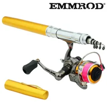 Hot 1.3m Pocket Pen Fishing Rod Aluminum Alloy Fishing Rod Pole With Stainless Steel Spinning Wheel Reel Set Gift rods