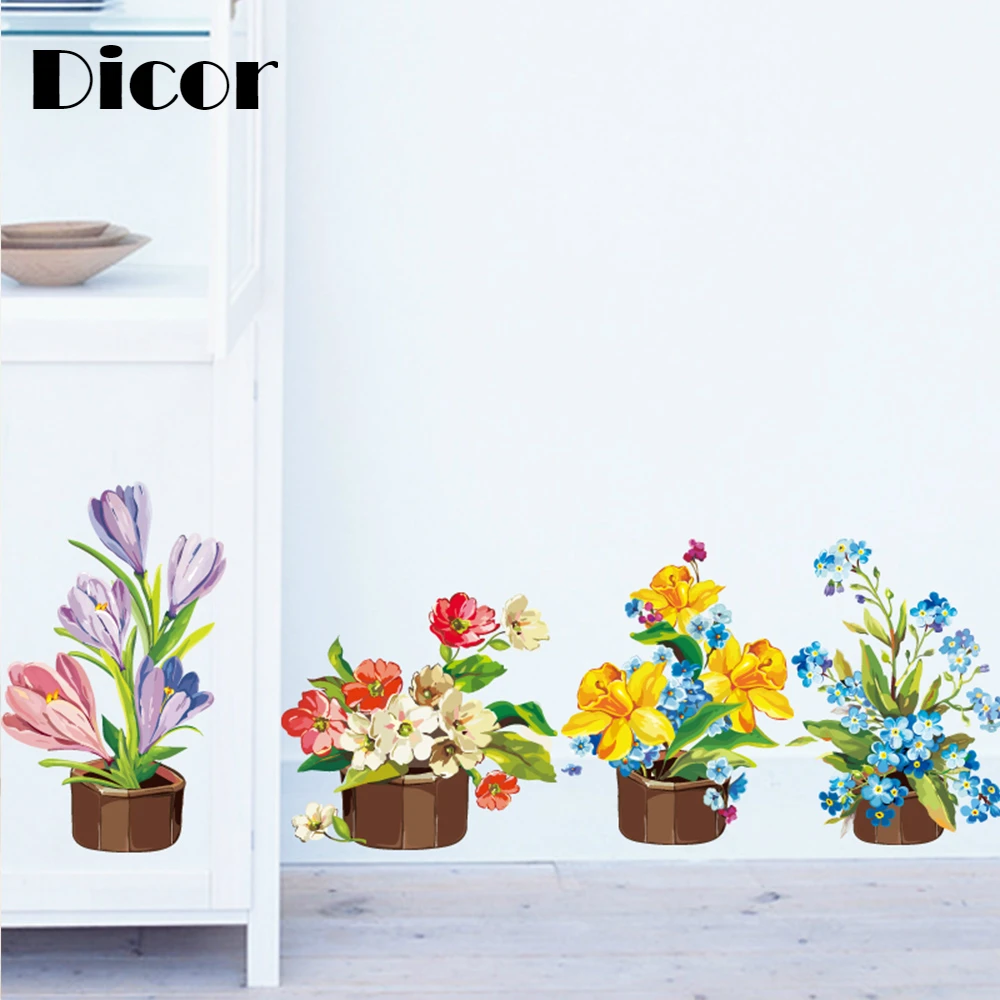 

DICOR Brand Wall Sticker Flower Art Photography Background PVC Removable Wallpaper Home Decor Painting Decal Wedding Decoration