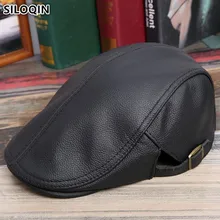 XdanqinX высокое качество воловья натуральная кожа шляпа мужская осень и зима теплый берет модный бренд папа шапки среднего возраста плоская шапка