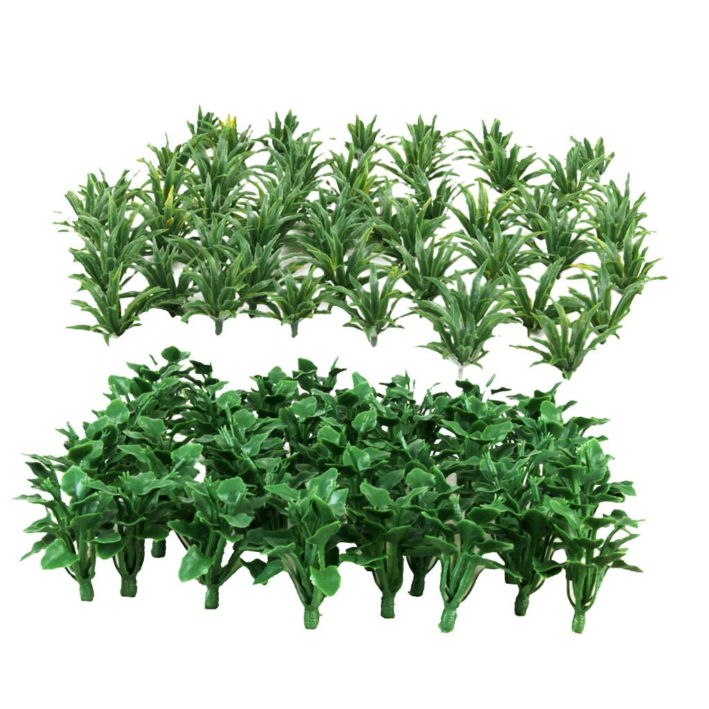 100Pcs Mini Plastic Heart Sword Shape Leaves Grass Model HO Layout Diorama Architecture