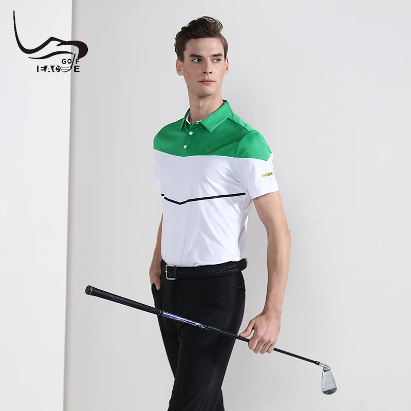 New EAGEGOF Golf Shirt Mens Short sleeve Quick Dry Sweatshirt Fashion Male Golf sport wear VS descente golf clothing