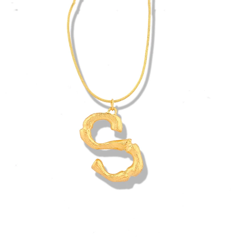 Peri'sBox, новинка, золотое ожерелье с подвеской в виде больших букв, богемное бамбуковое многослойное ожерелье, крупное колье, чокеры - Окраска металла: S