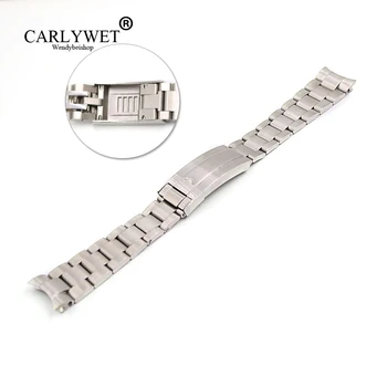 

CARLYWET 20mm Silver Stainless Steel Solid End Screw Links Glide Lock Clasp Steel Watch Band Bracelet For GMT Submariner