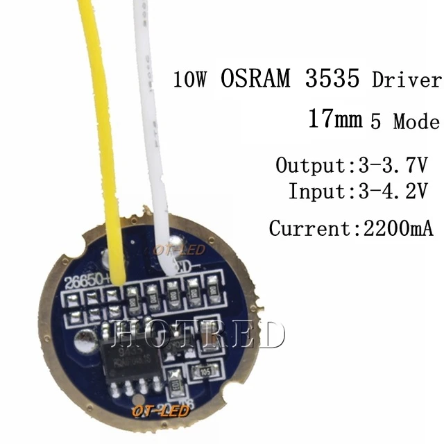 2 шт. OSRAM 10 Вт 12 Вт 3535 холодный белый 6500 к светодиодный излучатель вместо XPL HI XPL2 диод для Точечный светильник/светильник-вспышка часть высокомощный светодиодный - Испускаемый цвет: 17MM 5Mode Driver