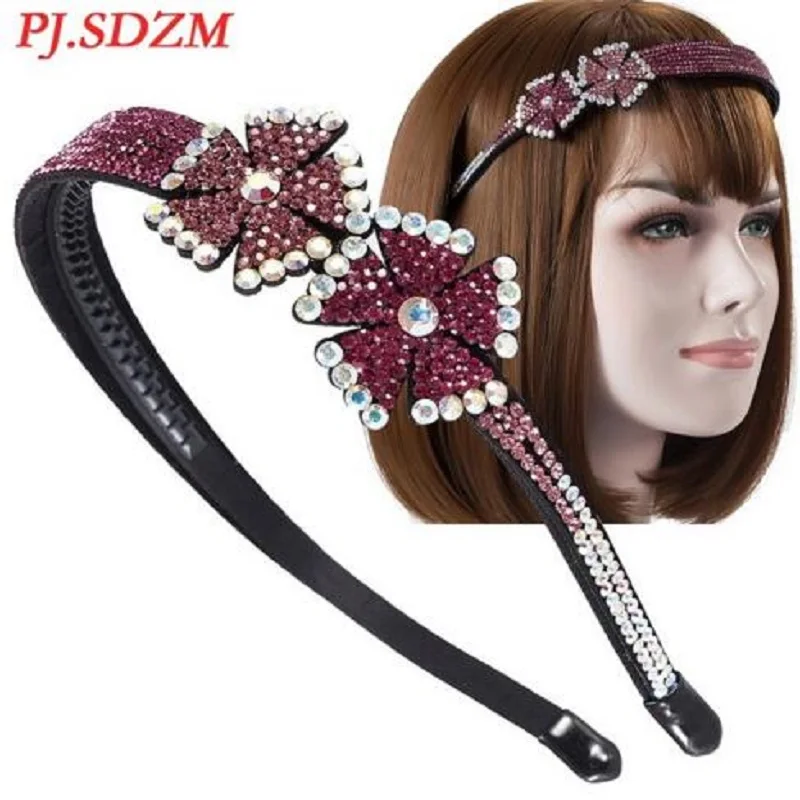Pаспродажа Новые женские роскошные Hairbands блеск цветочные повязки для женщин аксессуар для волос ювелирные изделия Винтаж голову обруч FG0043