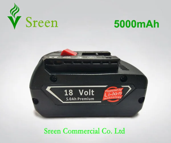 

5000mAh Lithium Ion Rechargeable Power Tool Battery Packs Replacement for Bosch 18V BAT609 BAT618 2 607 336 170 2 607 336 169