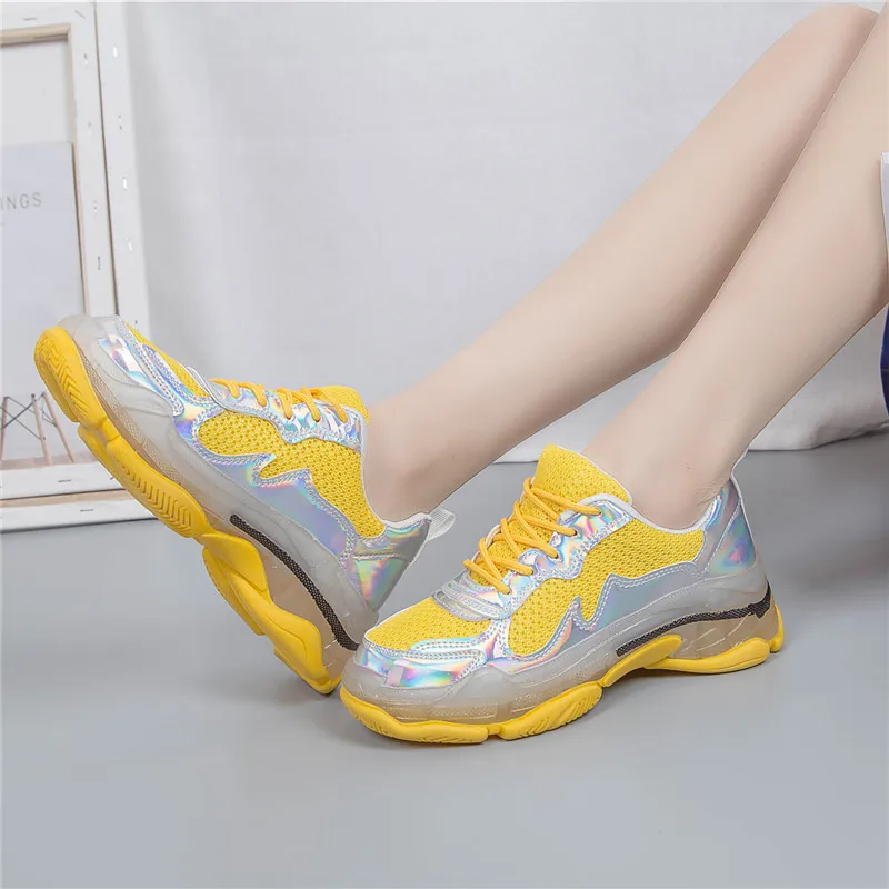 

Sneakers Casual Shoes Women 2019 Diamond Sneaker Clear Platforms Bling Bling Women Lace Up Thick Bottom Casual Shoes Woman