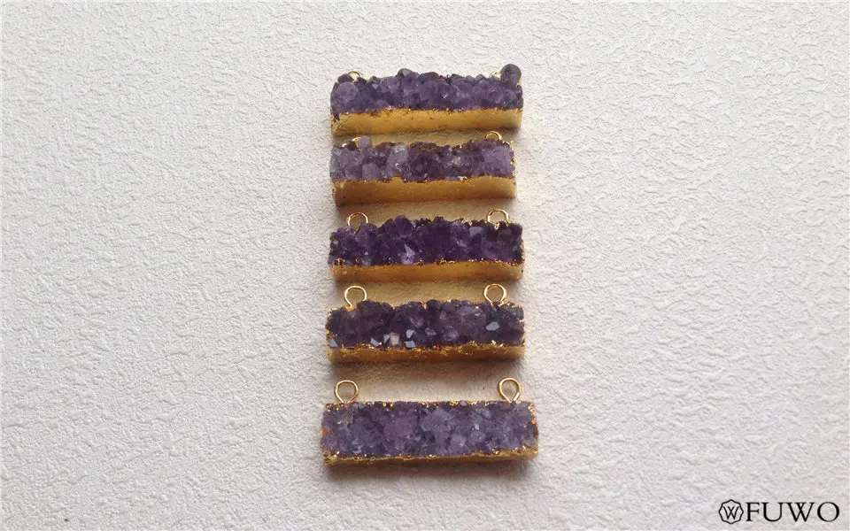 Double Bails Amethyst Bar Pendant 8