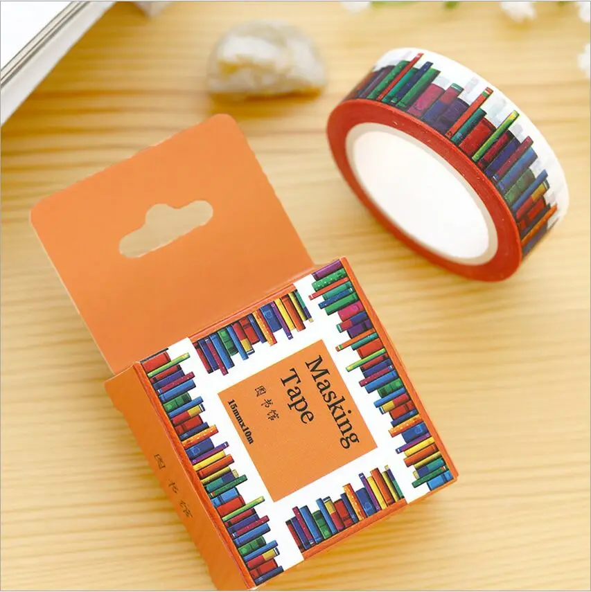 

15mm Wide Amazing Library Books Decoration Diary Washi Tape DIY Scrapbooking Sticker Label Masking Tape School Office Supply