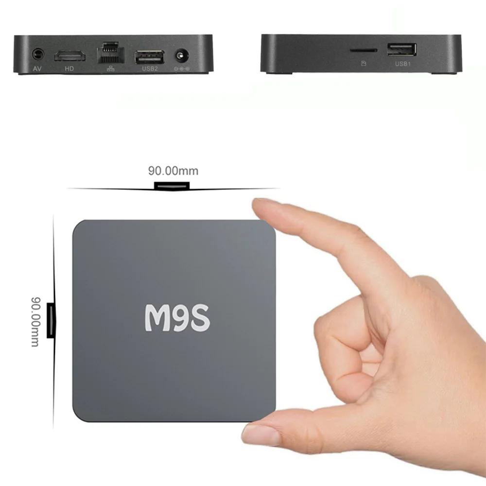 M9S Android TV Box S905X 6 0 четырехъядерный 1G/8G UHD 4K мини ПК 1000M LAN WiFi H.265 медиаплеер |