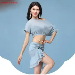 2018 Новая одежда танец живота костюм топ с треугольным вырезом летний комплект для взрослых топ и юбка и штаны 4 цвета