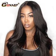 Gossip Glueless Lace Front Human Hair Wigs With Baby Hair Malaysian Silk Straight Wigs For Black Women Non Remy Wig Natural Hair