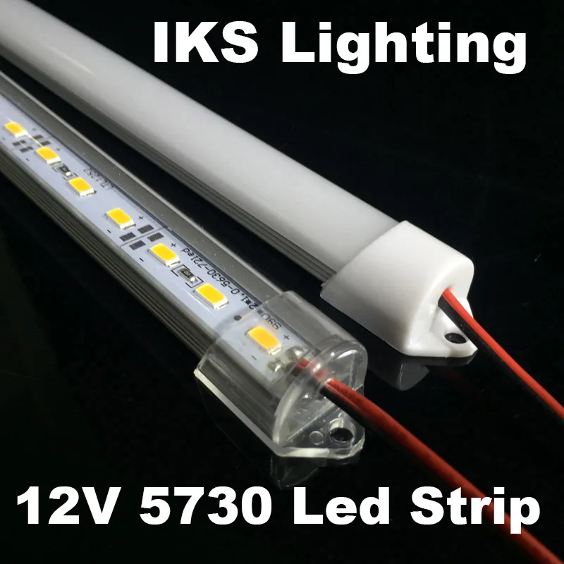 5ks * 50cm DC 12V 36 SMD 5730 LED Tvrdé tuhé LED Strip Bar Light Factory Velkoobchod 50CM, červená / modrá, zelená barva + U hliník + kryt