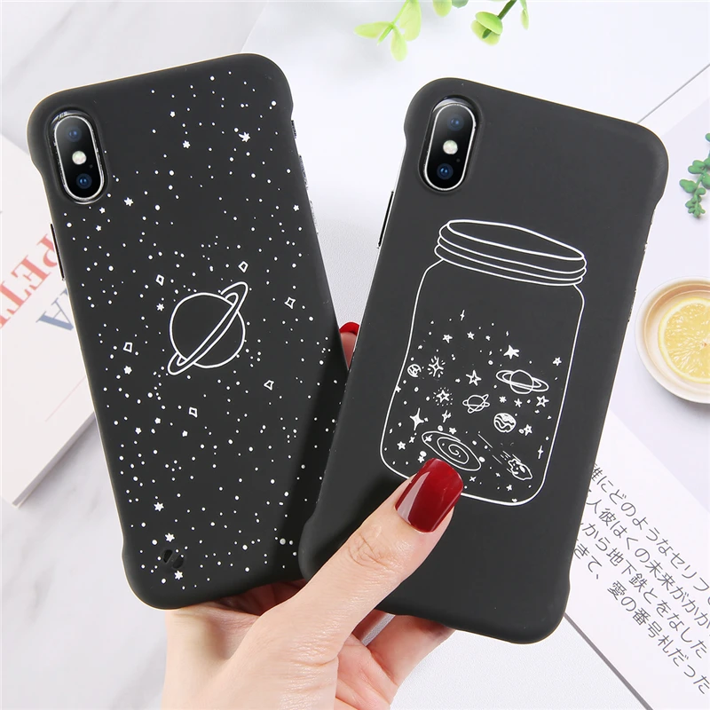 

ottwn Stars Planet Frameless Phone Case For iPhone 7 6 6s 8 Plus 5 5s SE X XR XS Max Wishing Bottle Hard PC Plastic Back Cover