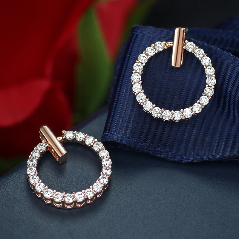 Ear Clip Earrings Clip Earrings Ear Clip Simple Fashion Small Round Circle Earrings Crystal Cubic Zircon Ear Clips Without Piercing No Ear Hole Cuff