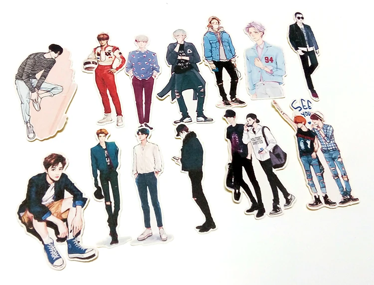 13pcs Creative cute self-made EXO cartoon boy man stickers scrapbooking stickers/decorative sticker /DIY craft photo albums - Image 2