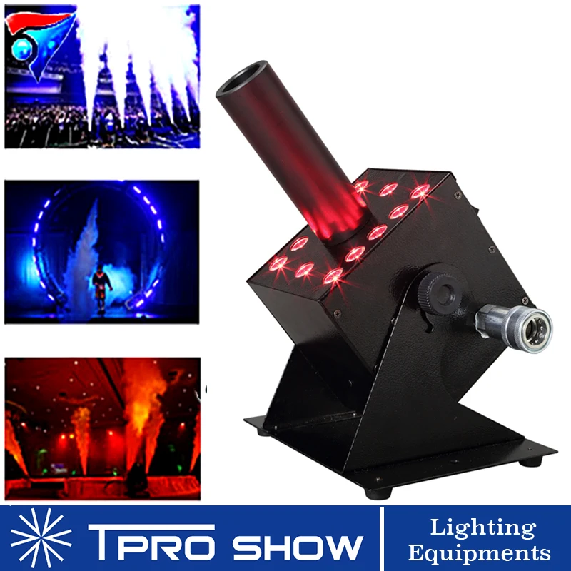 

CO2 Cannon RGB LED Colorful Cold Fog Column Stage Effect Machine Multi Angle Cryo Co2 Jet Blaster Dmx Control for DJ Live Show