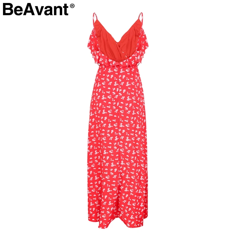 BeAvant Backless v neck ruffles sexy dress women High waist split long dress summer Beach maxi dress boho print dress vestidos BeAvant Backless v neck ruffles sexy dress women High waist split long dress summer Beach maxi dress boho print dress vestidos