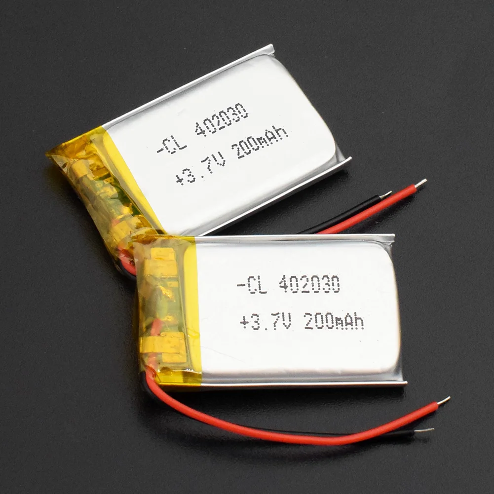 402030 3,7 V 200mAh Lipo батарея литий-ионная Lipo ячейка литий-полимерная аккумуляторная батарея для Bluetooth gps MP3 MP4 рекордер - Цвет: 402030 200mAh 2pcs